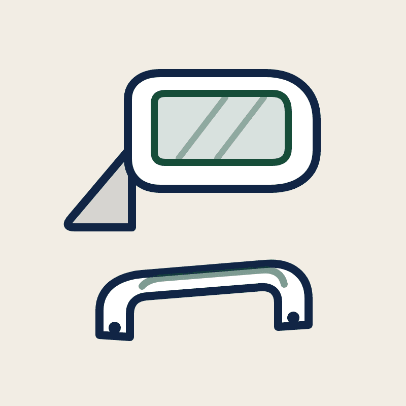 Mirrors & handles — parts we source