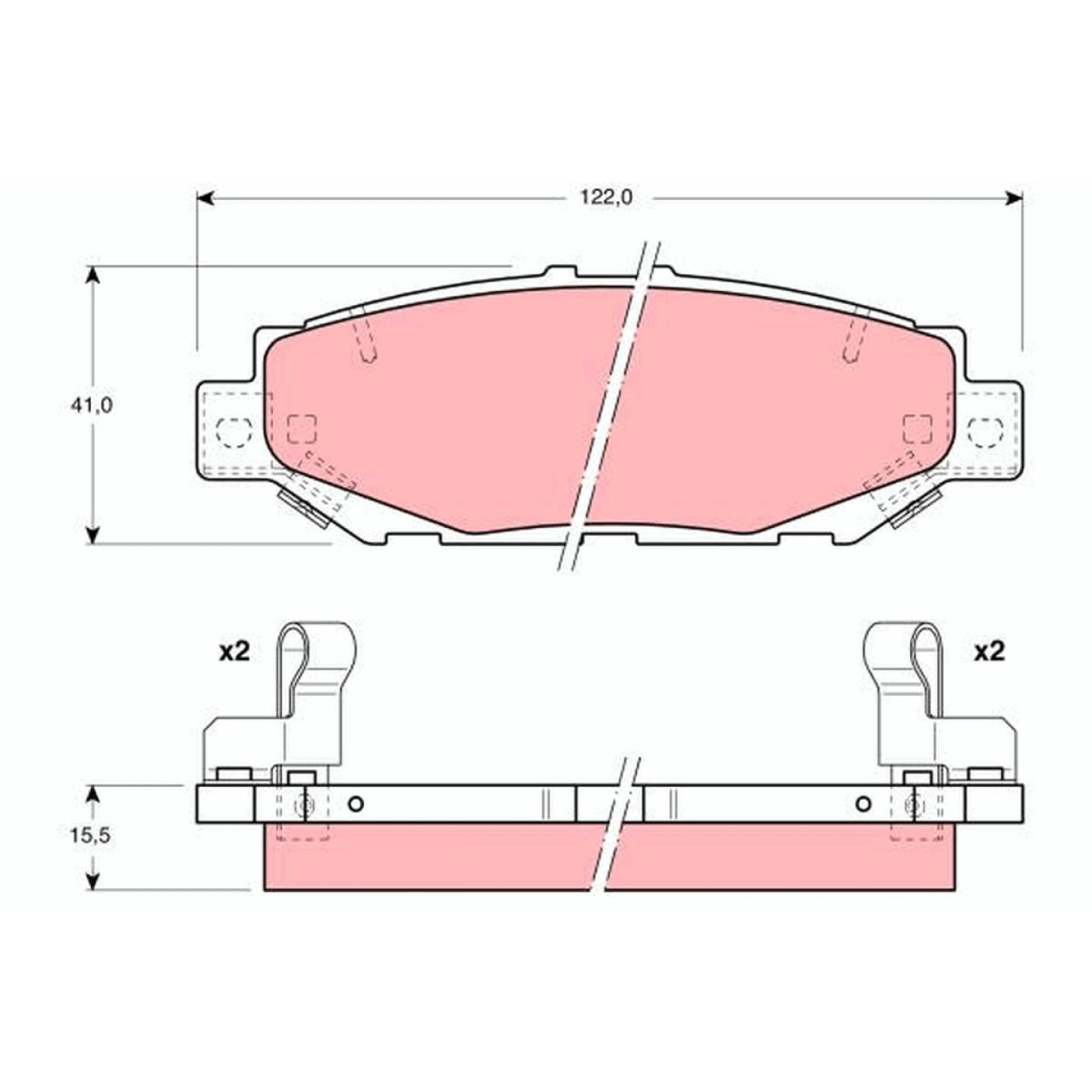 Brake pad set, rear — Lexus GS 300