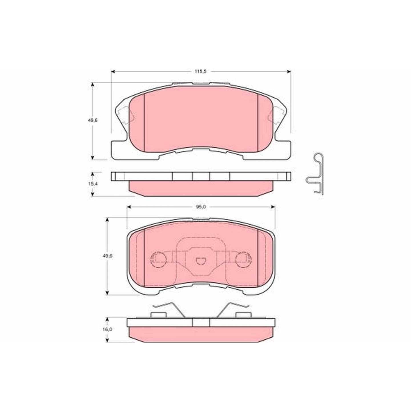 Brake pad set, front — Daihatsu Sirion, YRV, Datsun Go