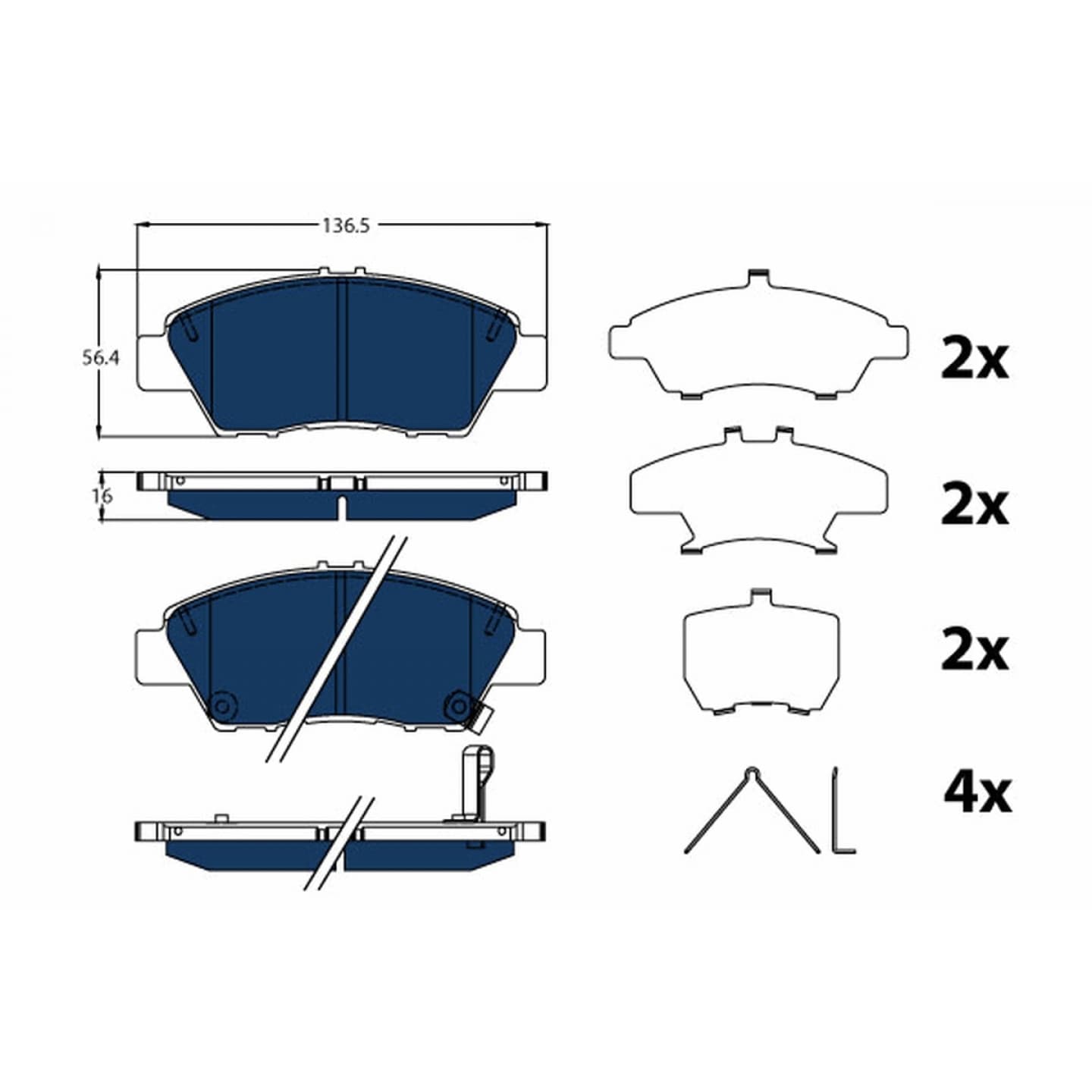Brake pad set, front — Honda CR-Z, Insight, Jazz III/IV