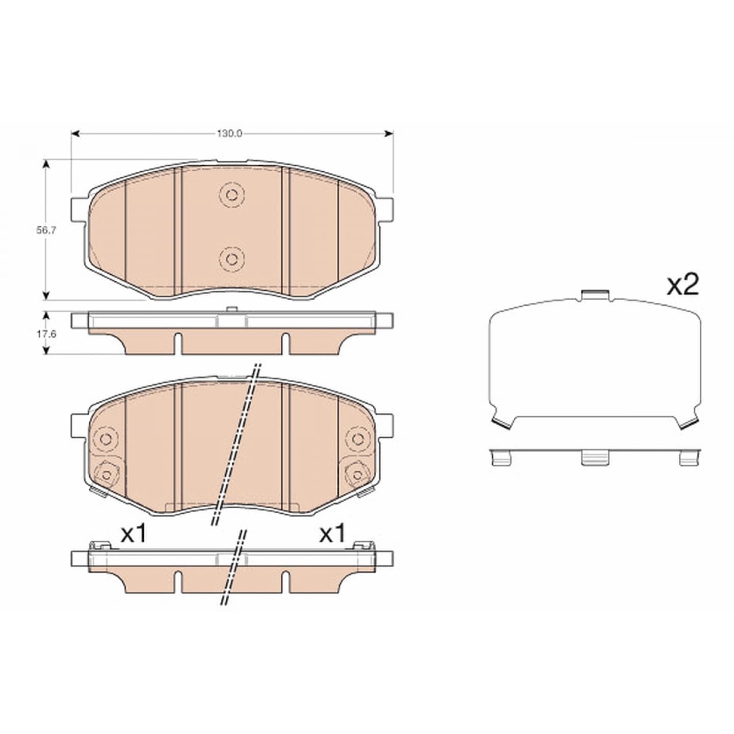 Brake pad set, front — Hyundai Sonata VI, Kia Soul II