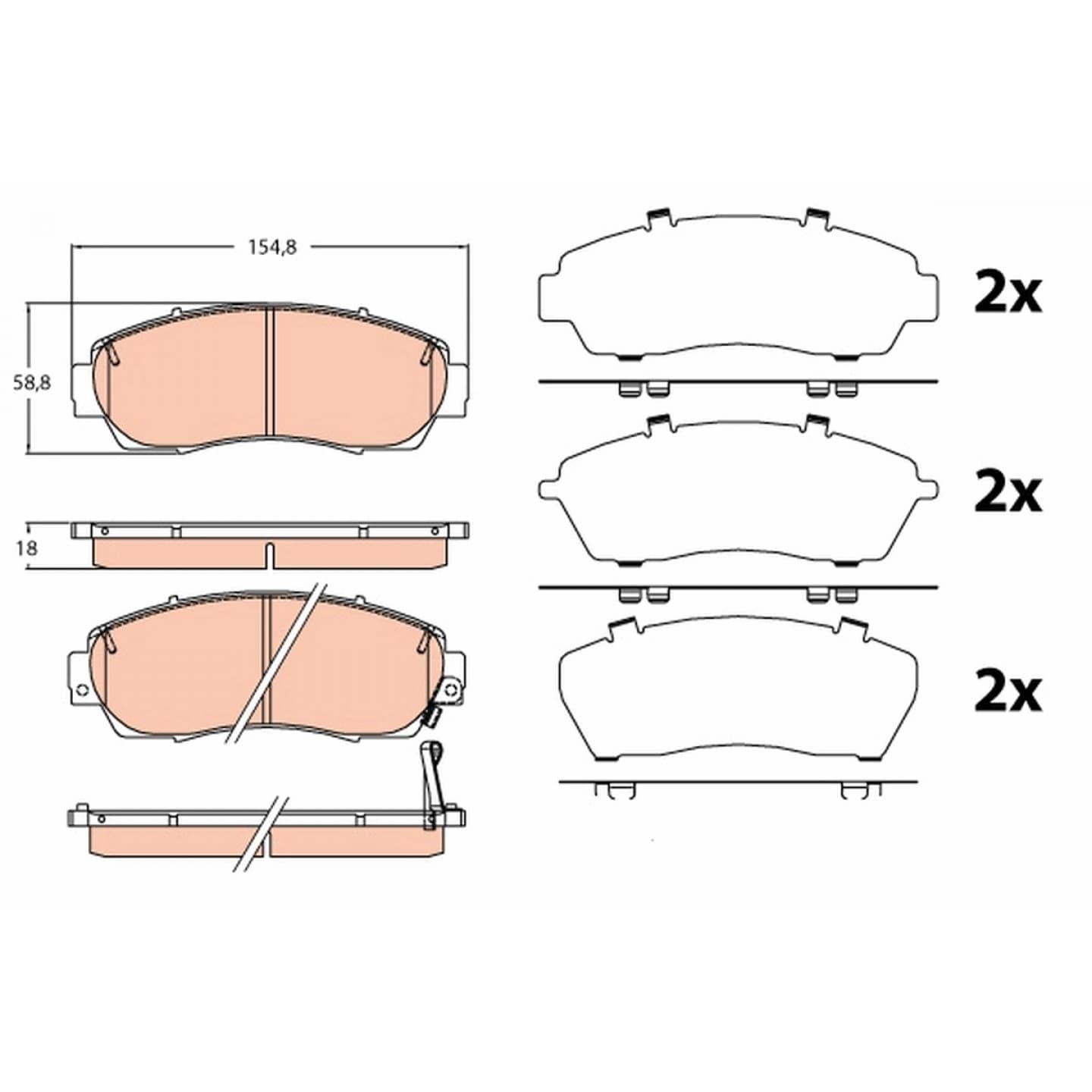 Brake pad set, front — Honda Ballade, CR-X, Prelude II