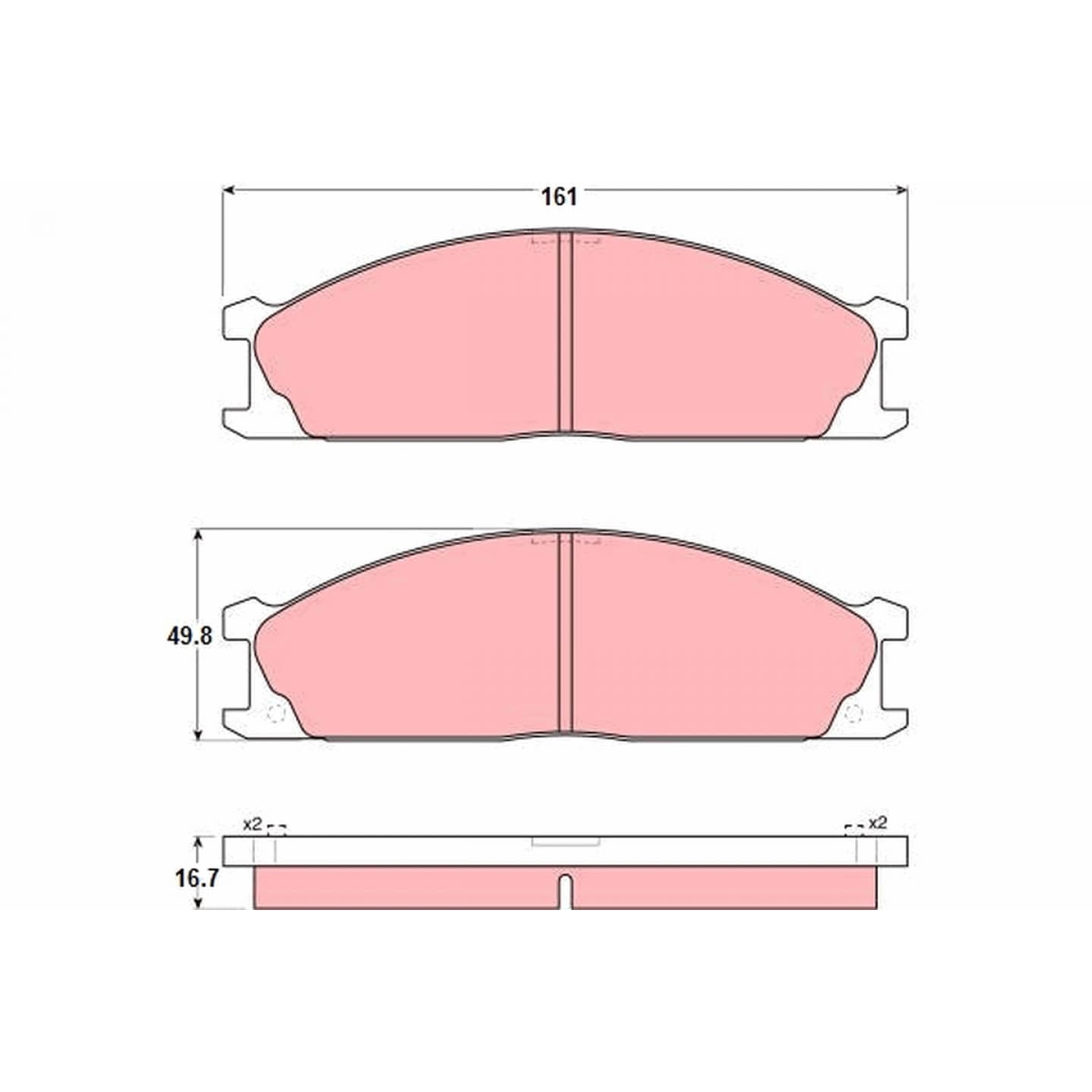 Brake pad set, front — Nissan Terrano, 1 Tonner, Hardbody, NP300