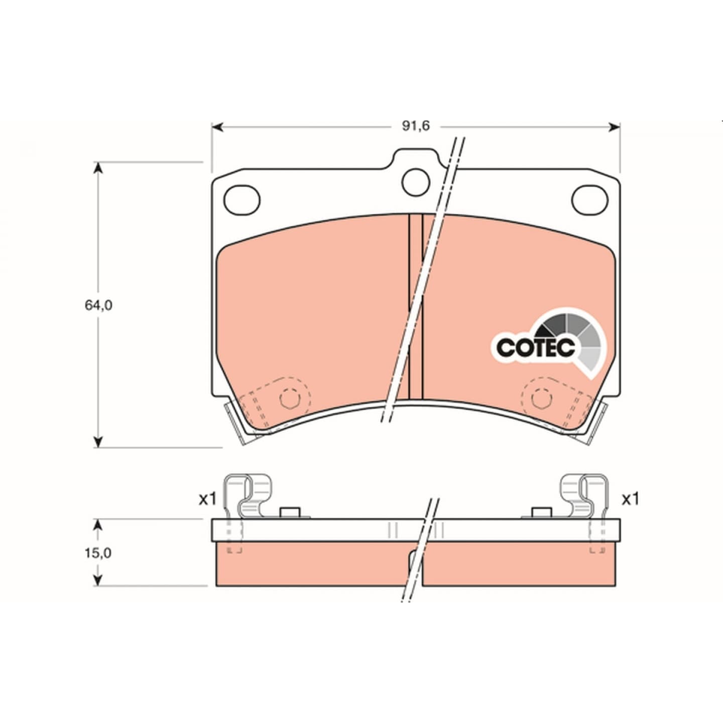 Brake pad set, front — Ford Laser, Mazda 323