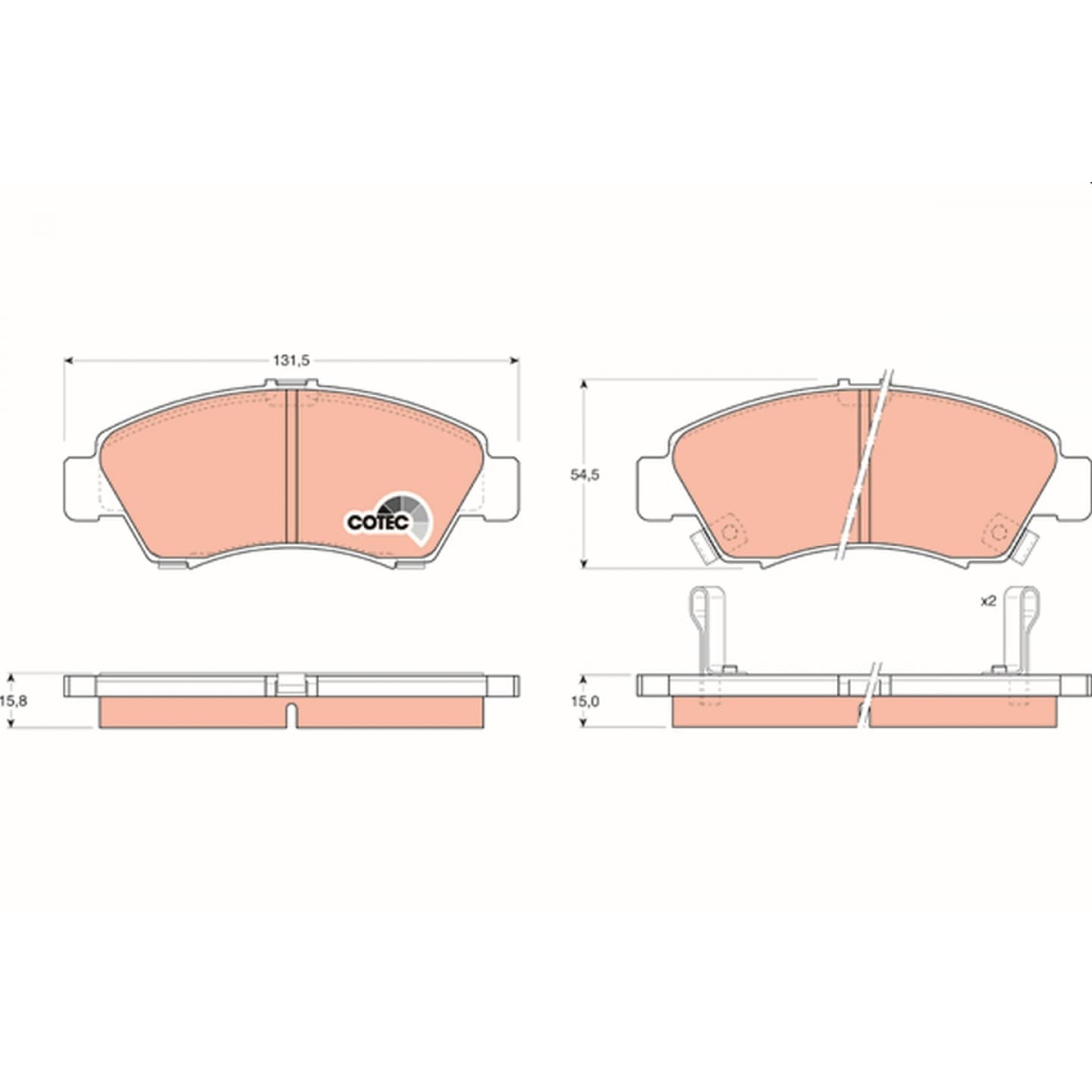 Brake pad set, front — Honda Ballade, Brio, Civic, Jazz II, Jazz III