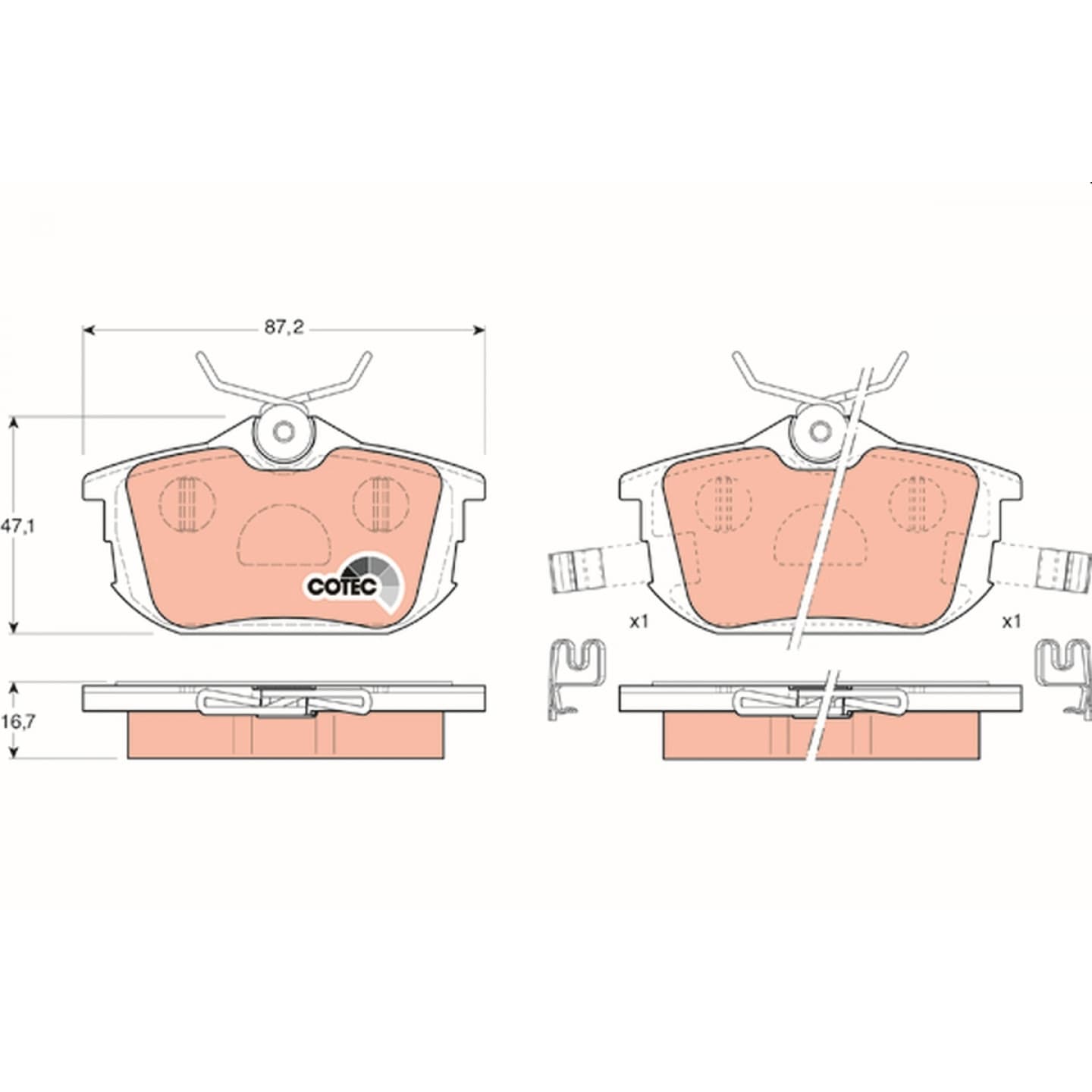 Brake pad set, rear — Proton Arena, Smart Forfour, Volvo S40/V40