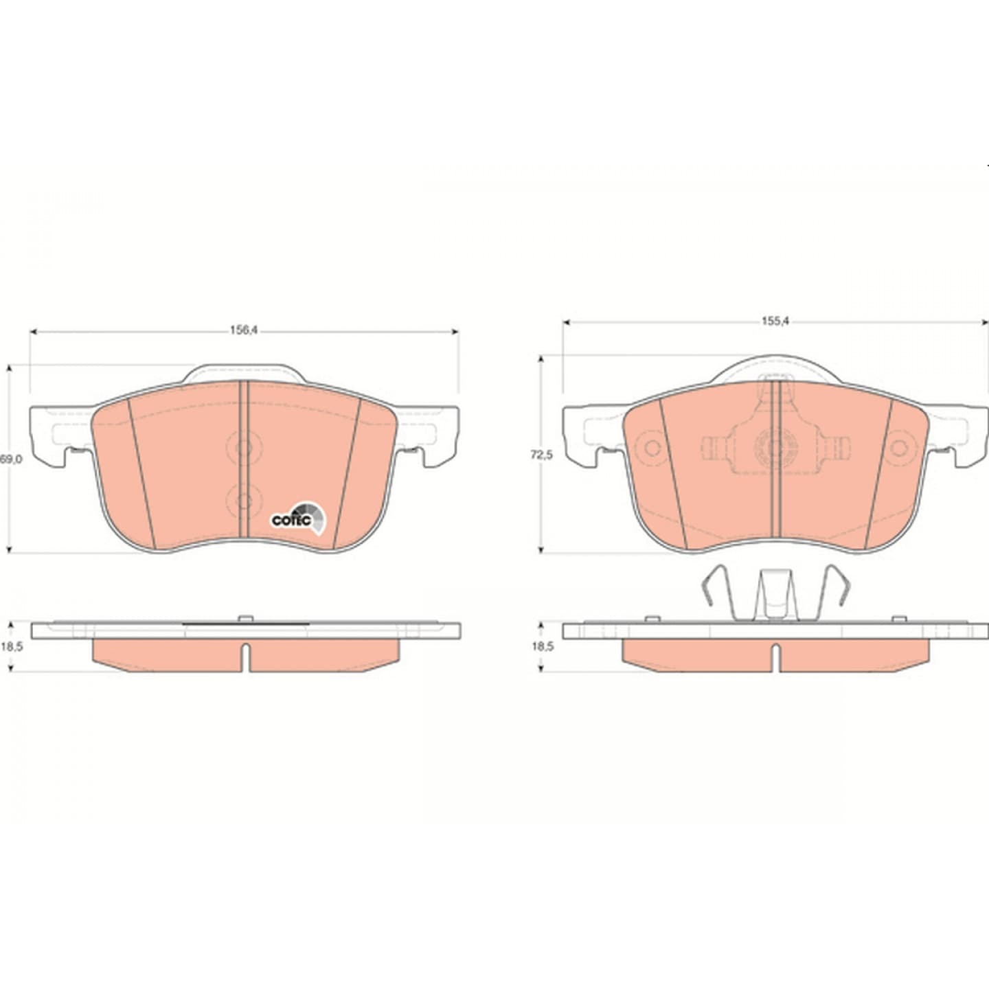 Brake pad set, front — Volvo S60/S80, V70, XC70, XC90 D5