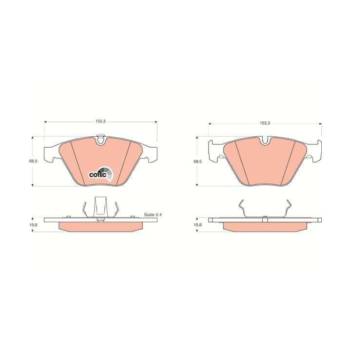 Brake pad set, front — BMW 3 Series (E90/E92), 5 Series (E60/E61)