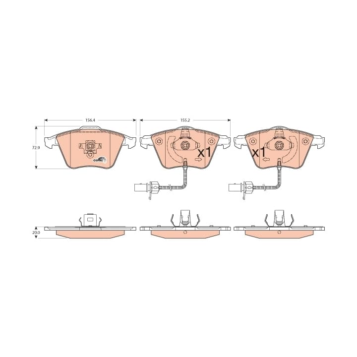 Brake pad set, front — Audi A4, A6, A8