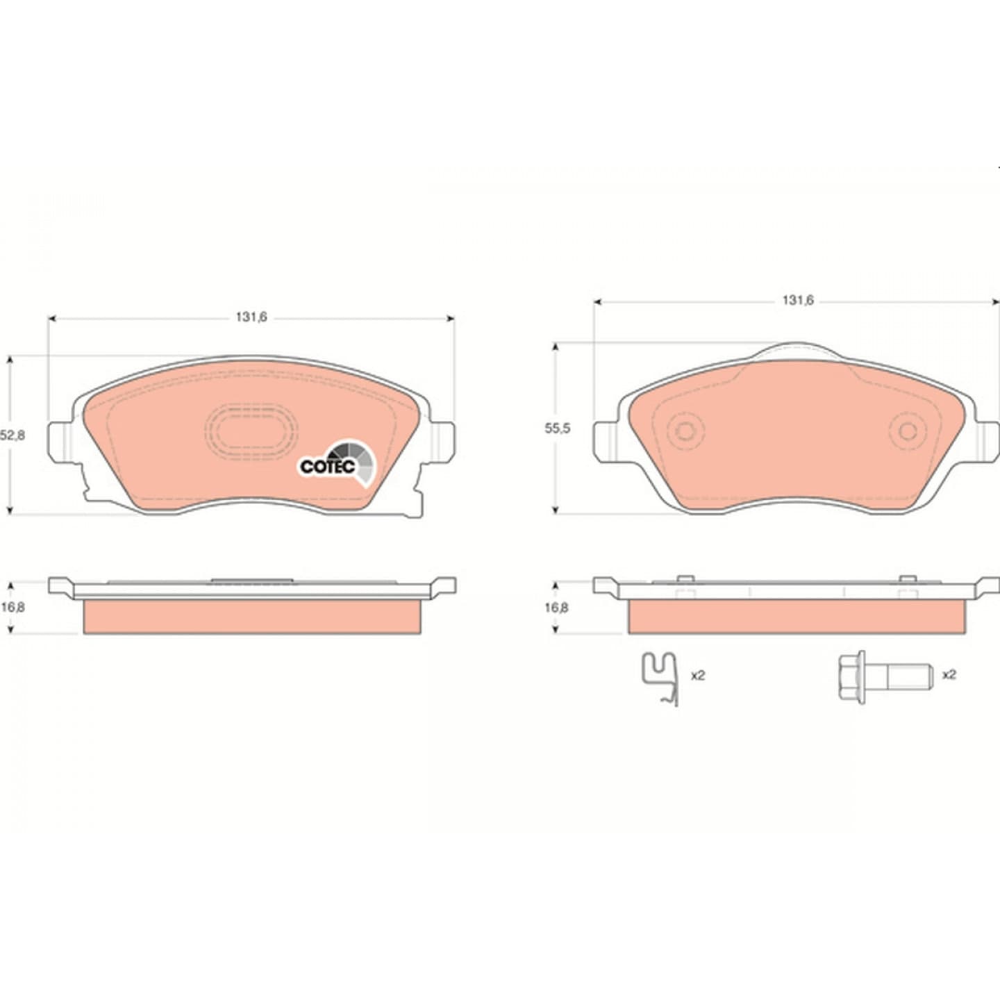Brake pad set, front — Chevrolet Corsa Utility, Opel Corsa Utility
