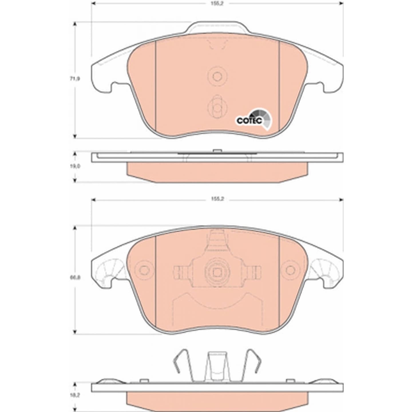 Brake pad set, front — Citroen C4, DS4, DS5, Peugeot 5008