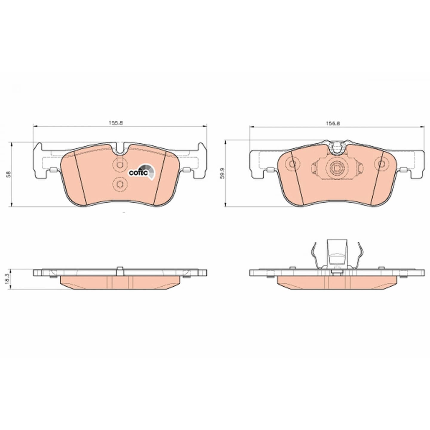 Brake pad set, front — BMW 1 Series (F20/F21), 2 Series (F22/F87)