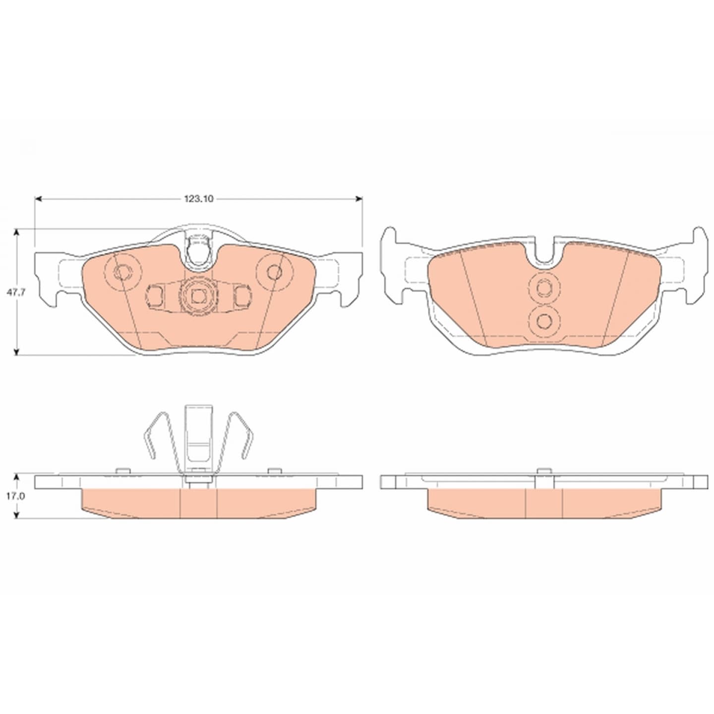 Brake pad set, rear — BMW 1 Series (E81/E87), 3 Series, X1 Series