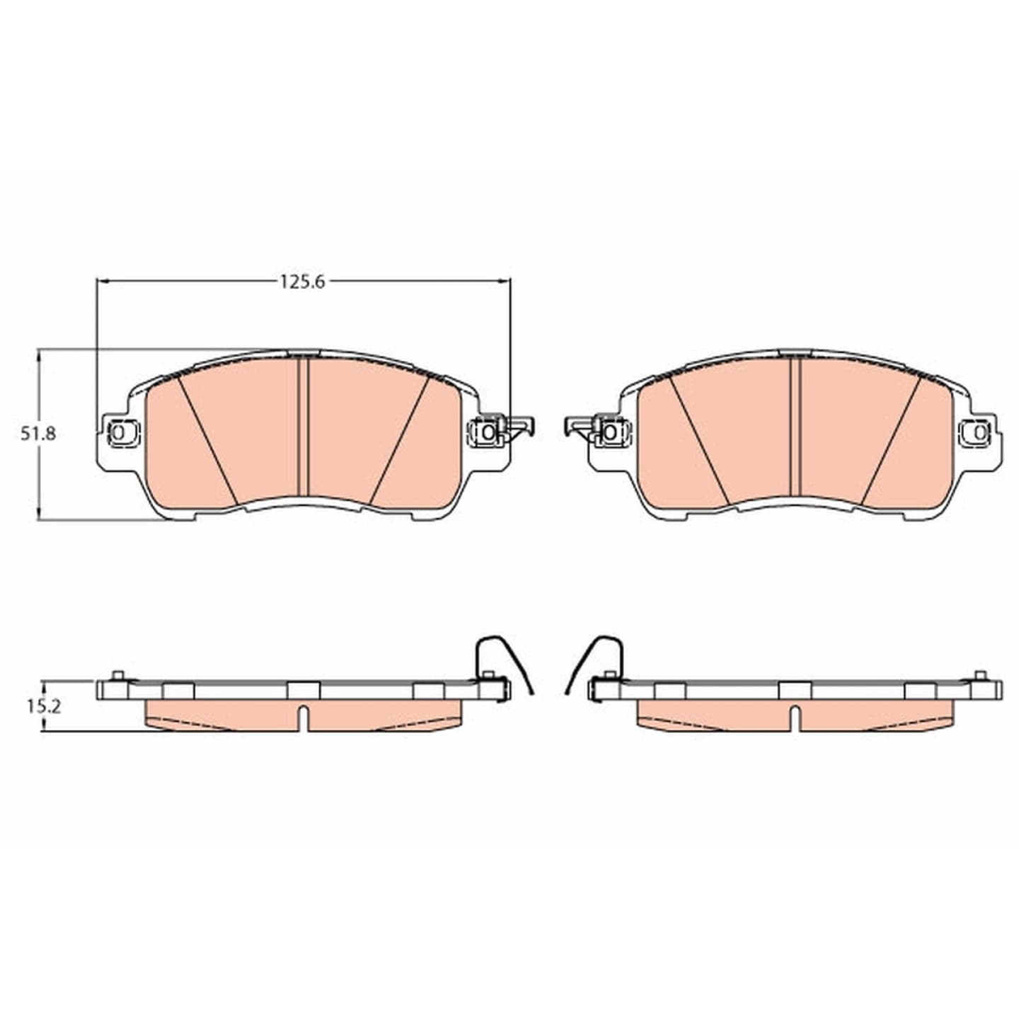 Brake pad set, front — Mazda 2 Series
