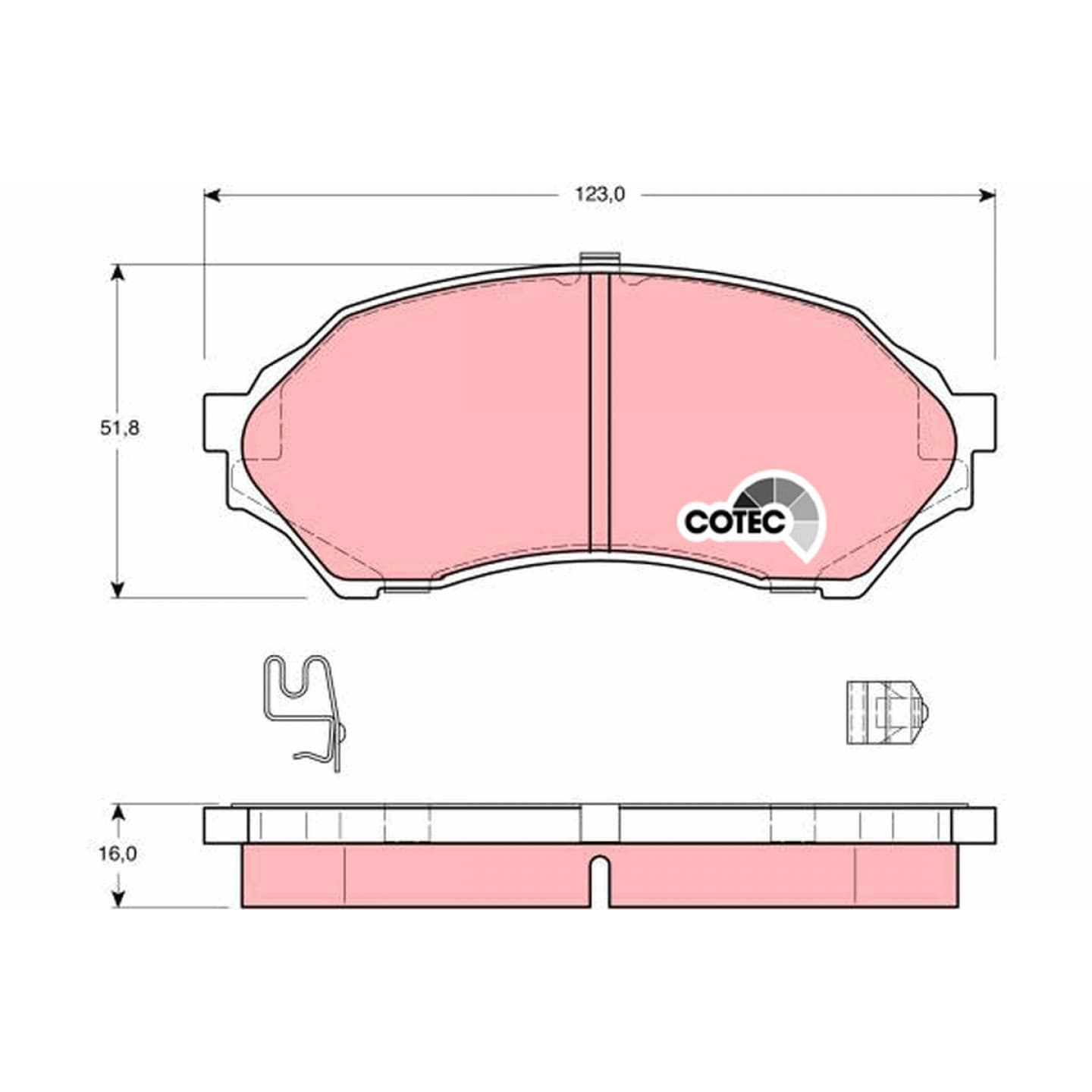 Brake pad set, front — Mazda Etude