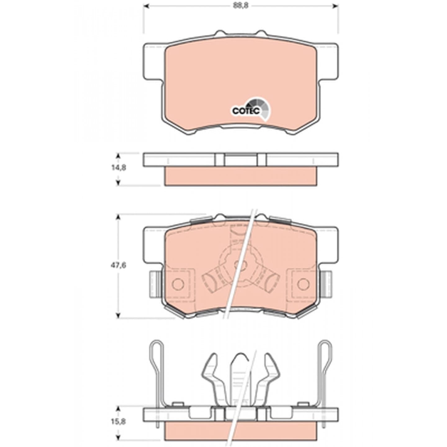 Brake pad set, rear — Honda Accord, CR-V II/V, FR-V