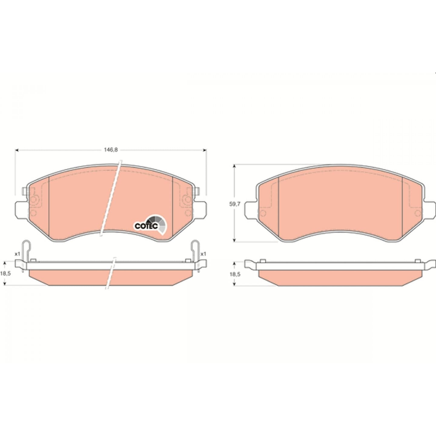 Brake pad set, front — Chrysler Voyager IV, Jeep Cherokee II